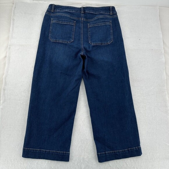 Talbots High Waist Wide Leg Crop Capris Women Sz 8 Cuffed Hem Pockets Summer - Picture 2 of 9